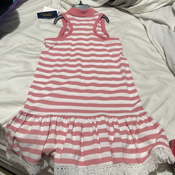 Ralph Lauren 6x faded red white stripe drop waist dress ruffled lace hem nwt - Picture 8 of 10